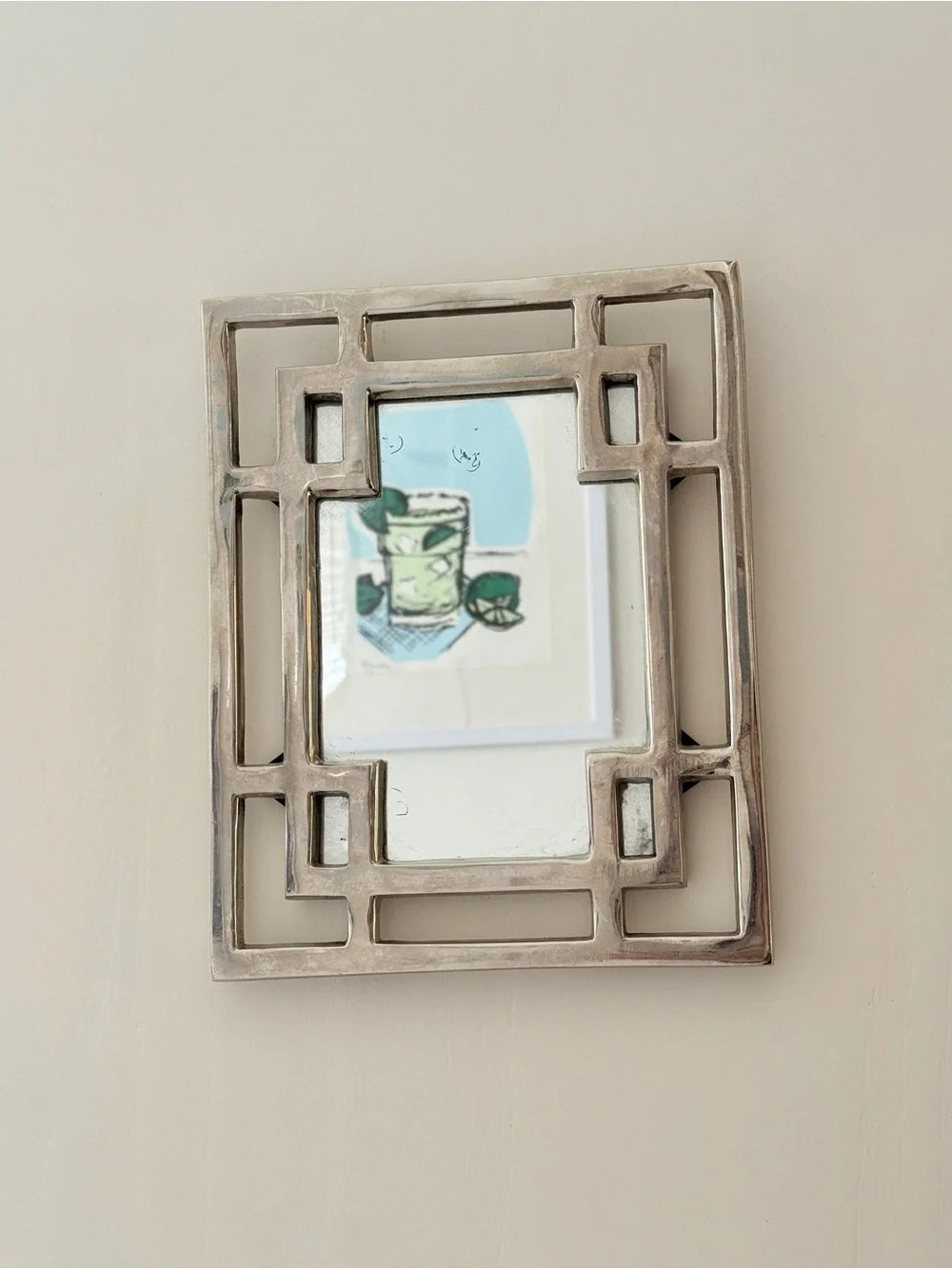 Wall Decor Modern Stainless Steel Silver Wall Mirror 9.25” x 7.25”